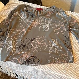 Jennifer Lopez Gray and Pink Floral Blouse